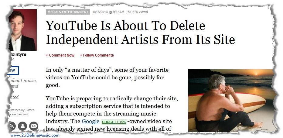 YouTube Removing Indie Music From Its Site
